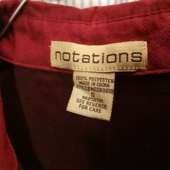 Notations Burgundy Red Long Sleeves Blouse 🥼Button Front Fully Lined - Picture 10 of 11